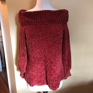 Soft rust off the shoulder sweater